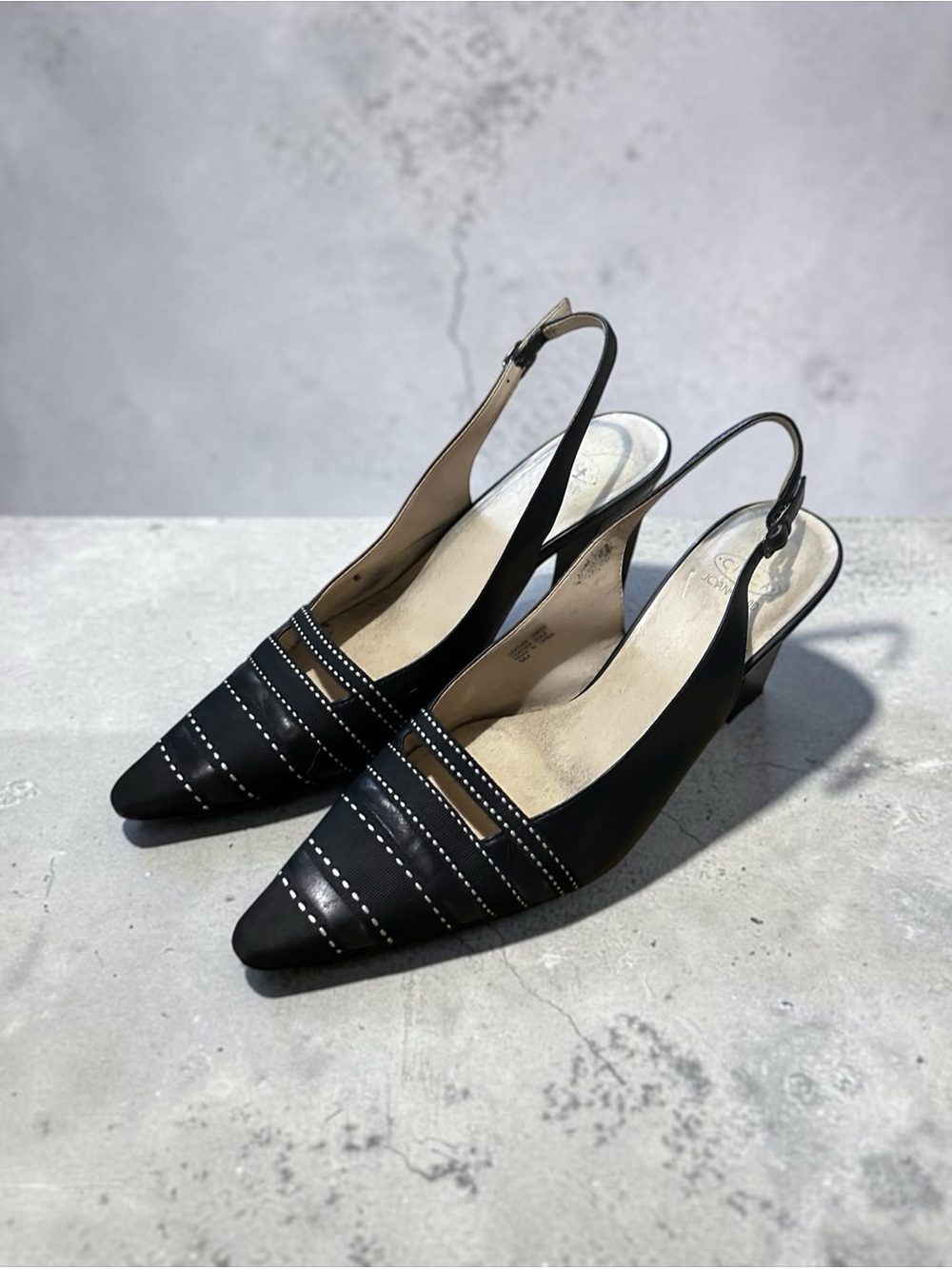 Circa Joan & David Black & White Leather Slingback Pumps 90’s Y2K Size 9